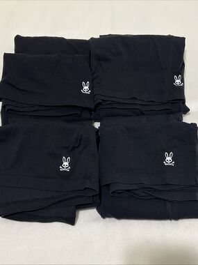 4 Psycho Bunny Cotton Tee Mens L Black T-Shirt Lightweight Minimalist Logo Lot
